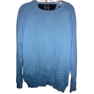 Tailor Byrd Collection Mens Blue Waffle Knit Cotton Crew Neck Sweater Size L